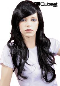 Long black artificial hair wig