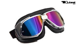 Motorcycle Goggles Classic, Black, Rainbow-Tinted Lenses