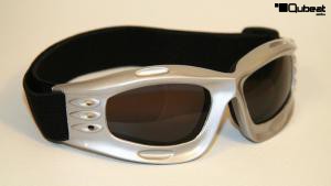 Motorcycle Goggles, Silver, Smoke tinted Lenses