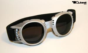 Motorradbrille Classic, silberner Rahmen, getnte Glser
