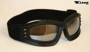 Motorradbrille schwarz mit verspiegelten Glsern