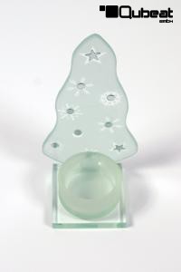 Teelicht Tannenbaum, Weihnachtsdekoration, Teelichthalter, Glas