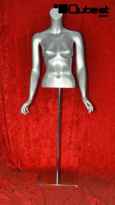 Torso weiblich silber kopflos Frauentorso Schaufensterfigur Schaufensterpuppe Mannequin