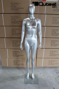 Weibliche Schaufensterpuppe ohne Gesicht silber Schaufensterfigur Mannequin Frauenfigur