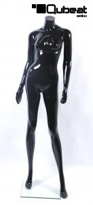 Weibliche Schaufensterpuppe Schaufensterfigur kopflos schwarz glnzend Mannequin