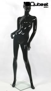 Weibliche Schaufensterpuppe schwarz glnzend Schaufensterfigur Mannequin